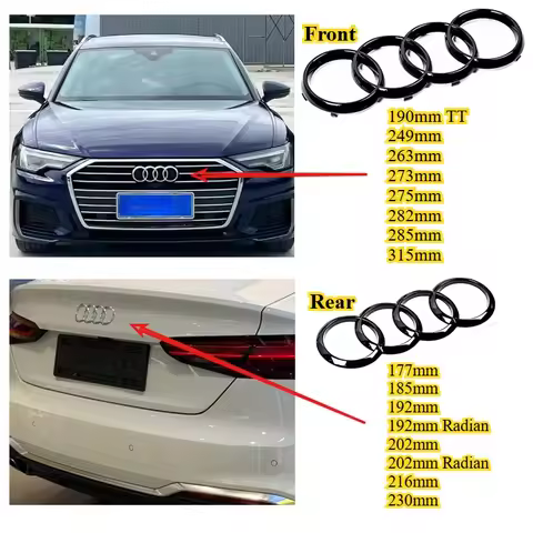 Car 4 Ring LOGO Hood Front Bonnet Grill Rear Trunk Emblem Logo Badge Sticker Decal For Audi A3 A4 B5