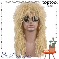 TOPTOOL 70s 80s Rockstar Wig, Fluffy Punk Halloween Party Cosplay Wig, Curvy Long Mullet Wig