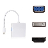 LAYAR Pc Connector Adapter Mac Mini Display Port Male to HDMI VGA DVI 3 in 1 - Converter Adapter Connector OS 3in1 Displey Por to Plug Connection Converter Cable Adapt Audio Screen Computer Monitor Windows High Definition HD Small Practical Durable - Whit