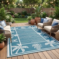 Garvee Outdoor Rug 5x8 Waterproof for Patios, Reversible Plastic Straw Rug, Tropical Leaf Indoor Out