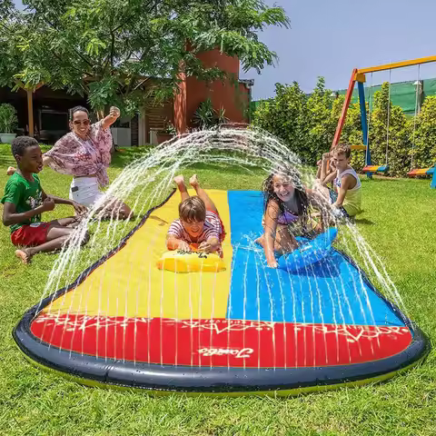 Inflatable Lawn Water Spray Slide Outdoor Kids Summer Inflatable Toys Sprinkle Water Game Backyard P
