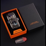 Jet Soft Flame Blue LED Fidget Spinner Round Window See thru Butane Gas Lighter