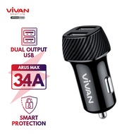 VIVAN Car Charger CC02C 3.4A Dual USB Smart IC Quick Charging Car Original Official 1 Year Warranty