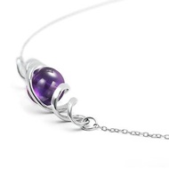 DNA紫水晶項鍊 2月誕生石時尚宣言吊墜 簡約925純銀抽象螺旋墜子