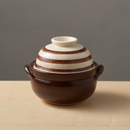 TAIKI 萬古燒 - 兩用蓋碗土鍋 - 咖啡條紋 (1.1L)