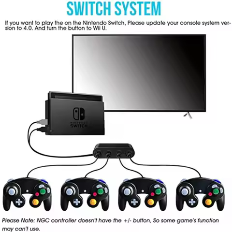 4 Ports NGC Controllers USB Adapter Gamecube Controller Adapter Fit for NDS Switch 1/OLED /Wii u / P