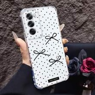 1pc Creative Polka Dot Bow + Slogan Transparent Anti-Drop High Screen Design Phone Case Compatible W