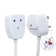 Singapore Malaysia UK Plug To Socket Power Extension Cable With Power LED Switch, Male To Female 3Pin AC Power Cord 0.3m~10m Home Appliance Cable