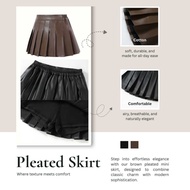 BT31 Children High Waist Pleated Skirt | Leather Leather | Girls' leather skirt