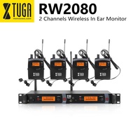 XTUGA RW2080 Wireless In Ear Monitor System 2 Channel 4 Bodypack with In-Ear Headphone Wireless SR20