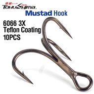Mustad 2# 4# 6# 8# 10# 12# 14# Fishing Hooks 10PCS Silver 3X High Carbon Steel Treble Hooks Fishing Tackle Barbed Sharp Hook Fishing Accessories