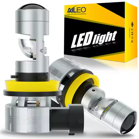 AILEO 2 Pc H11 LED Projector Lens H7 H8 H9 HB3 9005 HB4 9006 H4 HB2 Wireless Led Bulb 6000k 32000LM 