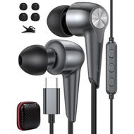 Fon Telinga USB C Berwayar dengan Mikrofon untuk iPhone 17e 17 Pro 16e 16 15 iPad Air untuk Samsung 