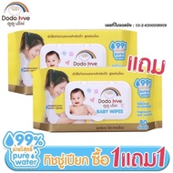 [1แถม1] DODOLOVE Baby Wipes ผ้าเช็ดทำความสะอาดสำหรับเด็ก ห่อใหญ่ 80 แผ่น ทิชชู่เปียก