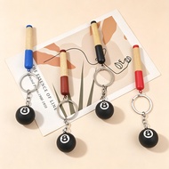 Creative Billiard Keychain Fashion Pool Sticks Black No 8 Ball Keyrings Car Key Accessories Gifts