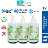 [Ready Stock] 3 x 500ml Biocare Instant Hand Sanitizer / Sanitiser Liquid with Aloe Vera (75% Alcohol)