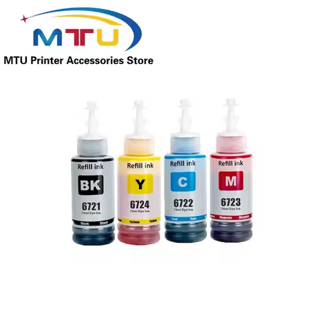 Refill Dye Ink for Epson L101 L111 L130 L201 L211 L200 L655 L605 L1455 L380 L385 L383 L485 70ML/Bott