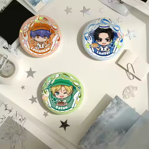 Game Obey Me Otome Sim Leviathan Mammon Satan Laser Badge Creative Pins Brooch for Bag Clothes Hat D