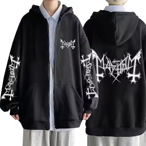 Logo graphic Zipper sweater men's Rock Band Zipper jacket Men's Sweater