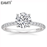 EAMTI 925 Sterling Silver 1.25 CT Round Solitaire Cubic Zirconia Engagement Ring Halo Promise Ring S