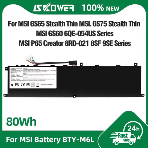 SKOWER BTY-M6L Battery for MSI GS60 MS-16Q2 MS-16Q3 GS65 GS75 Stealth Thin 8SG 8SF 9SD 9SE 9SF 9SG P