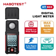 HABOTEST HT603 Digital Light Meter 200000 LUX Digital Illuminance Meter With Ambient Humidity and Te