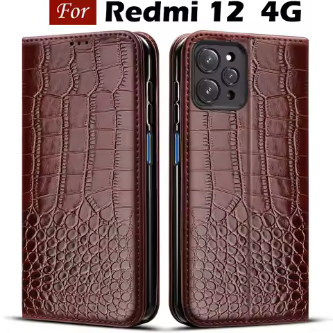 For Xiaomi Redmi 12 Case 2023 flip leather Card Holder Stand Book Wallet case For Xiomi Redmi 12 Red