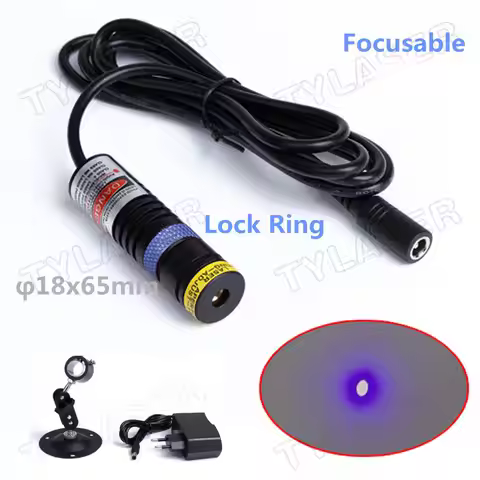 Violet Blue Line Laser Module 18X65mm 405nm 30mW 50mW 100mW 200mW vBeam Locator For Woodworking Mach
