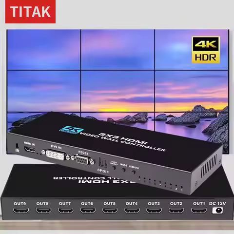3X3 Video Wall Controller 4K HDMI DVI TV Wall Controller Processor 3x3 2x3 2x4 4x2 LCD 9 Screen Spli