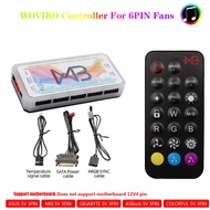 ✫✬[fashio54559]✩✬ WOVIBO พัดลมคอนโทรลเลอร์ 6PIN 6Pin สําหรับ RGB 5V ARGB 120 มม.พัดลม LED สีรีโมทคอน