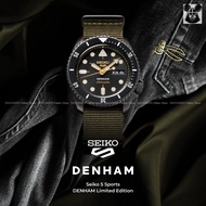 SEIKO 5 Sports SRPL37K1 Men's Analog Watch DENHAM Day Date Automatic 42.5mm Nylon Green Limited Edit