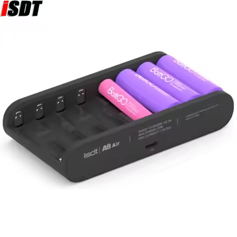 ISDT A8 Air AAA Battery Smart Charger 27W 8-Bay Househould battery Charger Wireless Operation for AA