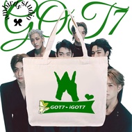 Ambirds & 2025 GOT7 CONCERT <NEST FEST> IN BANGKOK JACKSON WANG Green Logo Printing Canvas Tote bag 