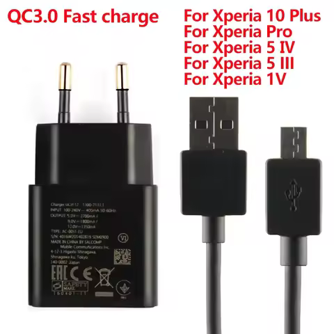 QC3.0 Fast Charger Travel Adapter UCH12 Quick Charger For Sony Xperia Pro 10 Plus 5 Ⅳ 5 III 1V XZ2 X