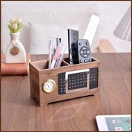 SQ2 multifunctional pen holder office desktop storage box clock calendar model storage box Walnut wo