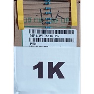 Metal Resistor 1K 1/4Watt MF 1/4W T52-1K-1% Taiwan Resistor