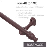 YOUYAO Top or Side Mount Thickened Aluminum Alloy Curtain Pole with Minimalist Wood Grain Silent Roman Rod