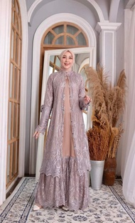 (cod) gamis wanita rompi terbaru bahan tile brokat mix ceruty impor - taro m