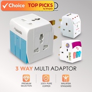3 Way Adaptor Adapter Plug 3 Pin Socket Plug Extension Socket Multi Plug Socket With Switch Neon Plu
