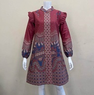 tunik dress batik motif terbaru warna pink salem