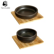 [Serenable] Dolsot Bibimbap Bowl, Sizzling Hot Pot, Round Soup Bowl with Tray, Korean Stone Pot, Dol