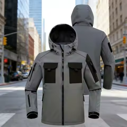 Men Lurker Shark Skin Soft Shell Tactical Jacket Waterproof Fleece Hooded Coat Hunt Clothes Outdoor 