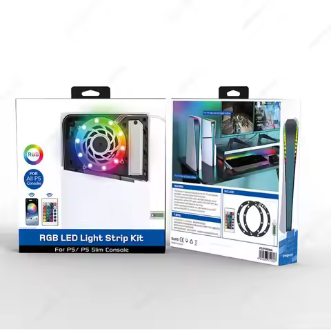 RGB LED Light Strip for PS5/PS5 Slim Console RGB Atmosphere Decal Decoration Accessories with Remote