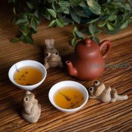 木魚 佛系禪蛙青蛙茶寵 手工陶瓷茶盤擺件可養粗陶茶玩功夫茶具