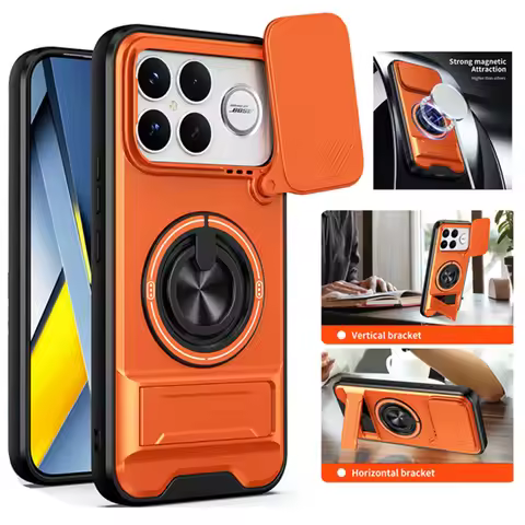Armor Ring Case for POCO F8 Ultra 5G Lens Slide Camera Protector Magnetic Cover For Xiaomi poco f8 u