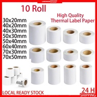 10 roll 30x20 40x20 40x30 50x30 50x40 60x40 70x30 70x50mm Thermal Paper Label Paper Barcode Sticker