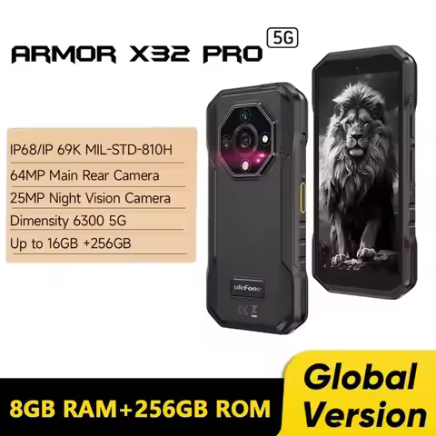 Ulefone Armor X32 Pro 5G Rugged Phone 8GB 256GB 5.65” Android 14 MediaTek Dimensity 6300 Octa Core N