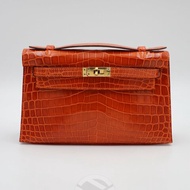 【飛天馬精品】HERMES 愛馬仕－Mini Kelly Pochette Niloticus 尼羅鱷鱷魚皮金扣"J刻"
