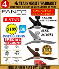 Fanco Ceiling fan with light Bstar 36 inch with 3-Tone LED Light and Remote| bstar | b star Cheapest DC Fans | Free gifts | Singapore Warranty | Free Express Delivery |
