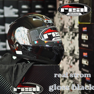 หมวกกันน็อคยกคางREAL STORM matt blackgloss black